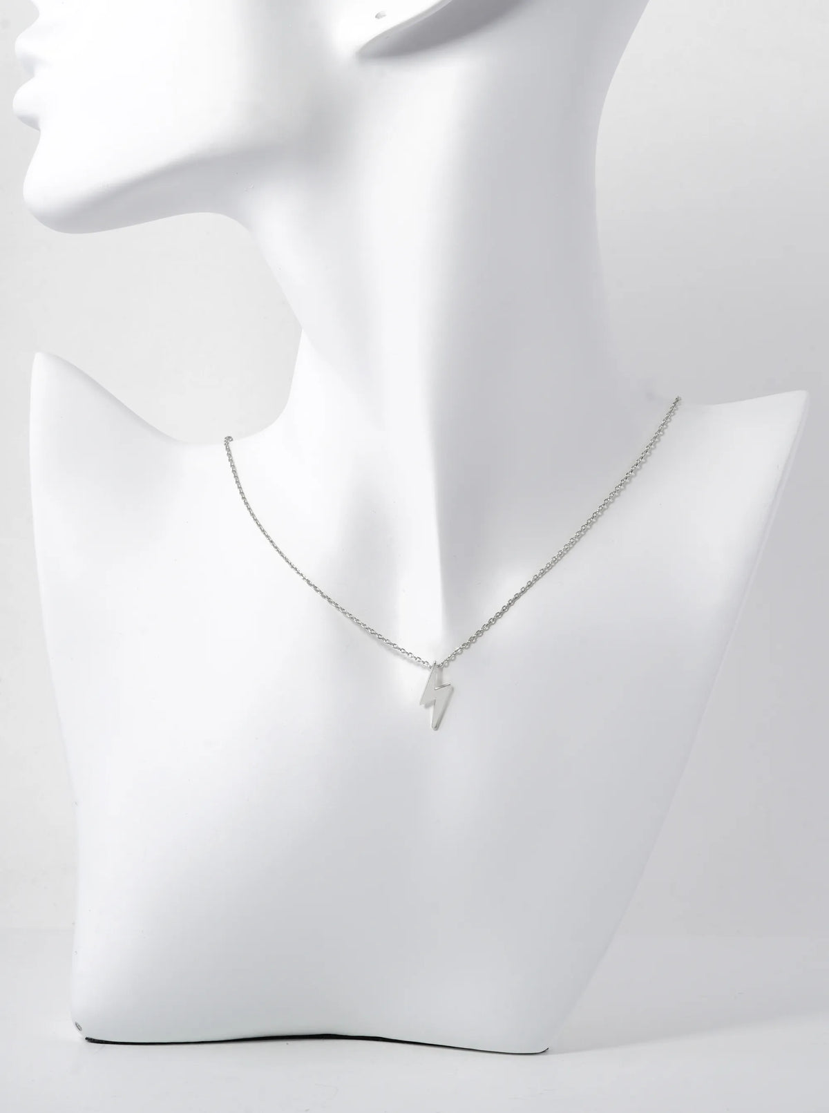 White Gold Dipped Lightning Pendant Delicate Necklace