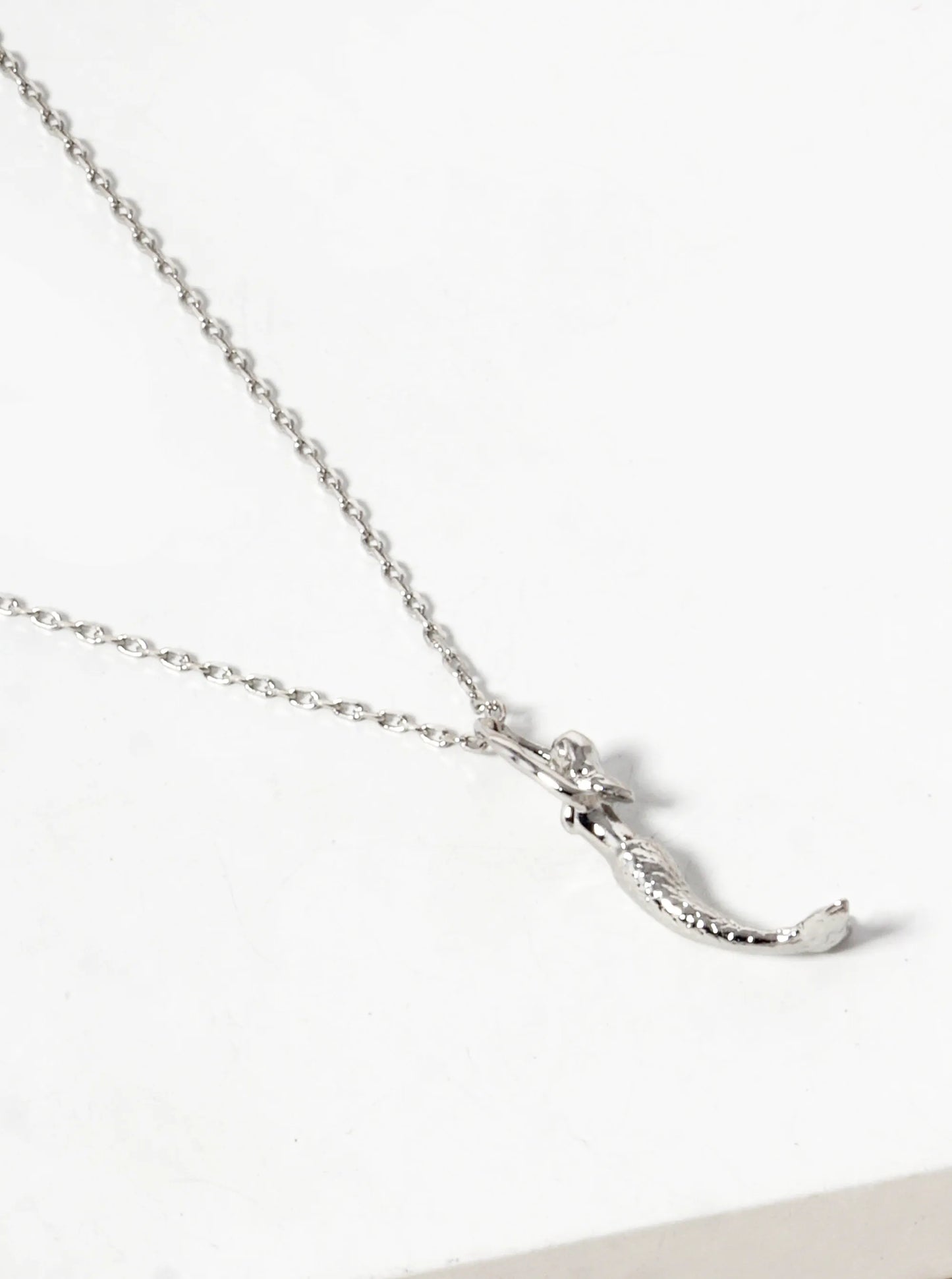 White Gold Dipped Mermaid Pendant Necklace