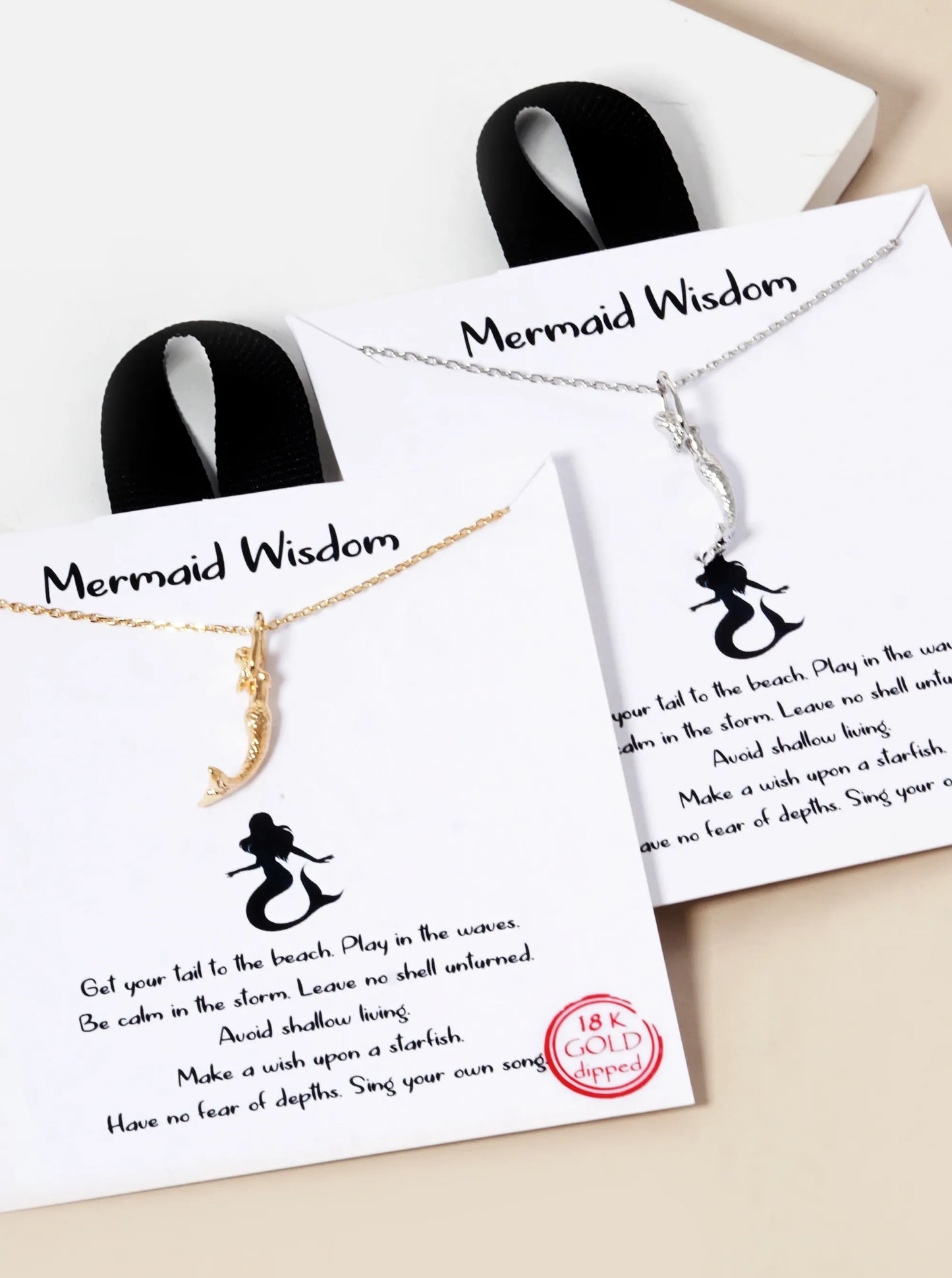 White Gold Dipped Mermaid Pendant Necklace