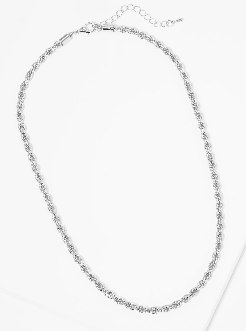 White Gold Dipped Metal 4mm Rope Chain Necklace