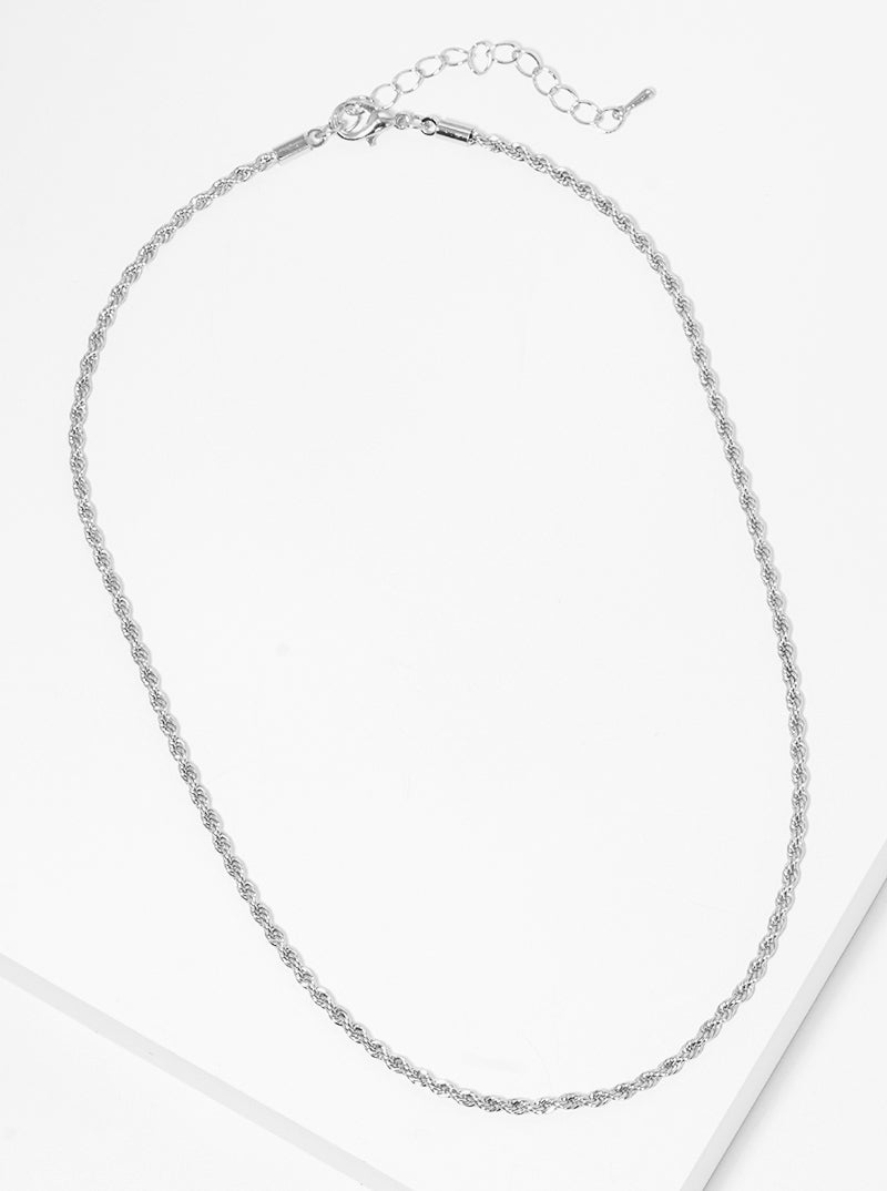 White Gold Dipped Metal Rope Chain Necklace