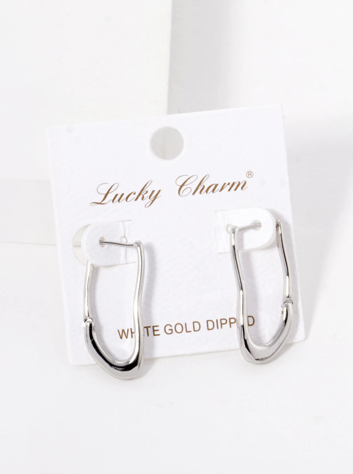 White Gold Dipped Organic Shape 28mm Hoop Earrings