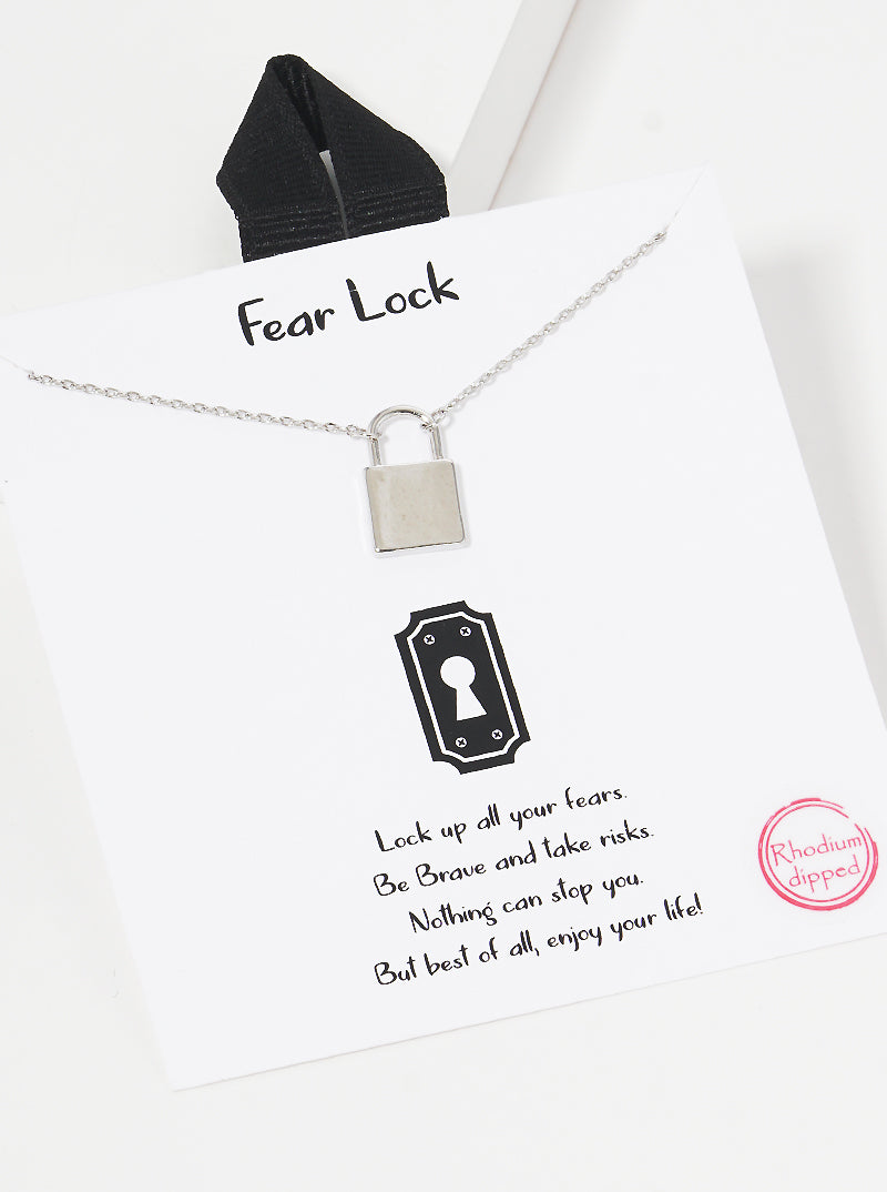 White Gold Dipped Padlock Pendant Necklace