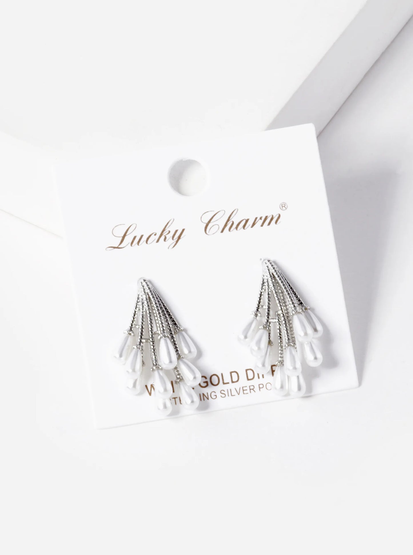 White Gold Dipped Pearl Cluster Post Stud Earrings