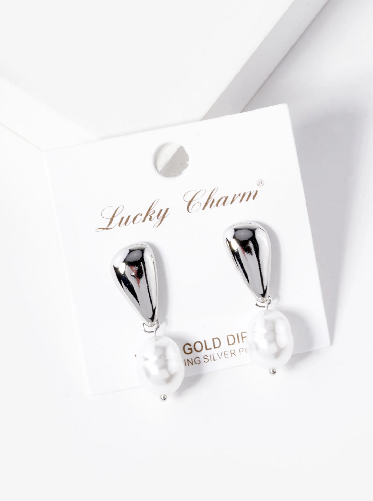 White Gold Dipped Pearl Drop Dangle Earrings