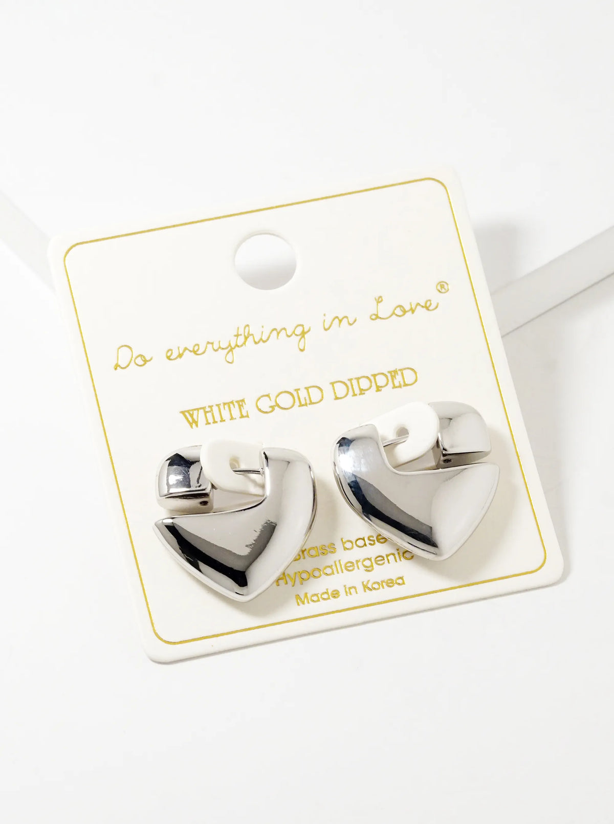 14k Gold Dipped Puffy Heart Hoop Earrings