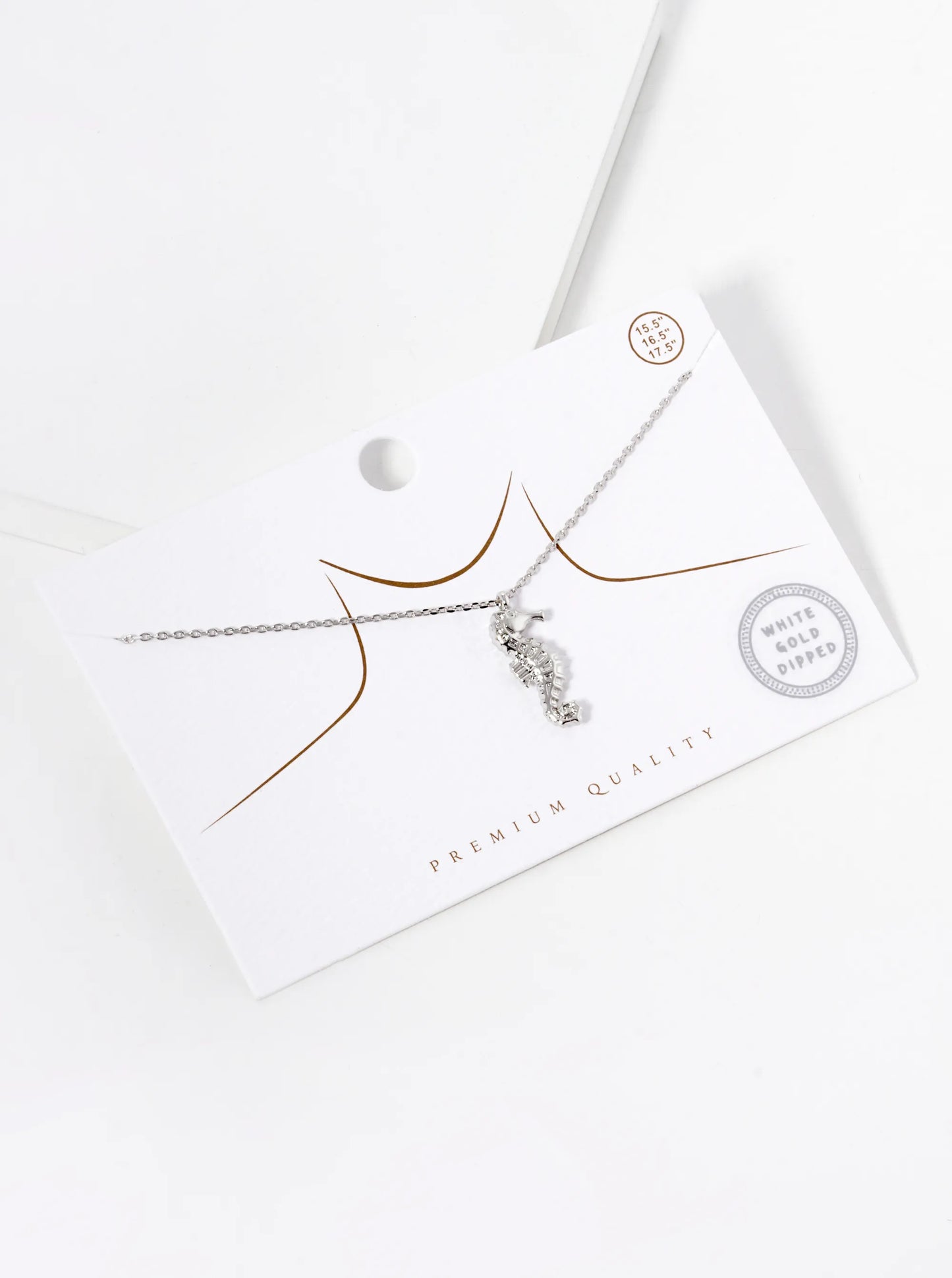 White Gold Dipped Seahorse Pendant Necklace