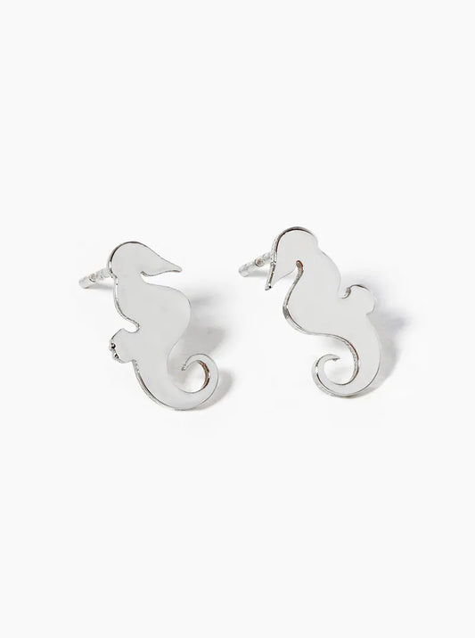 18k Gold Dipped Seahorse Post Stud Earrings