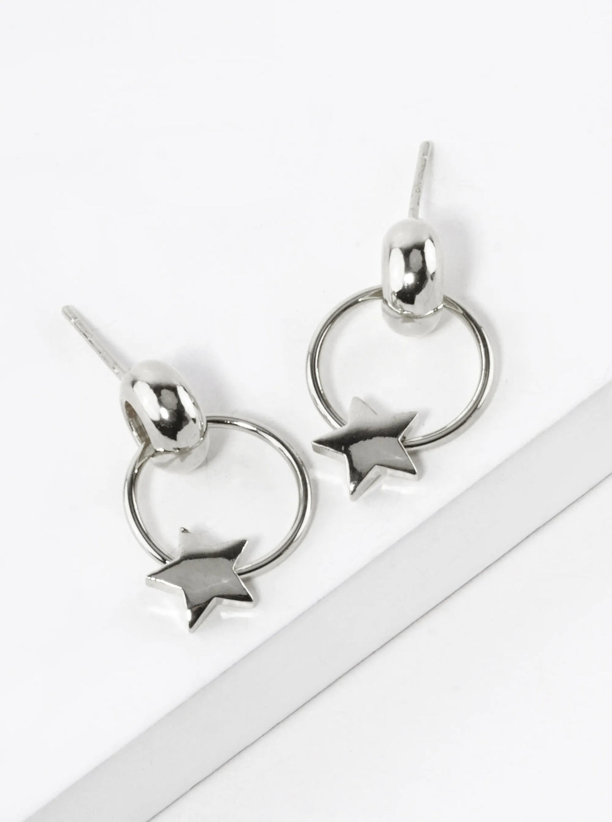 White Gold Dipped Star Door Knocker Post Earrings