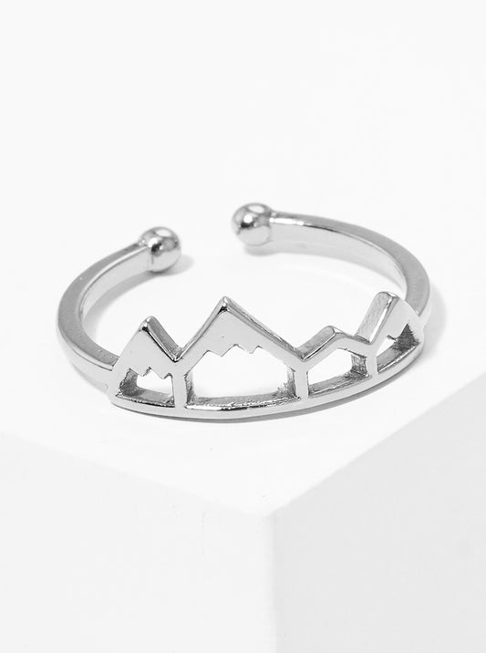 White Gold Dipped Mountain Shape Adjustable Ring