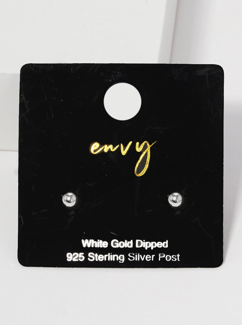 White Gold Dipped 3mm Brass Ball Sterling Silver Post Stud Earrings