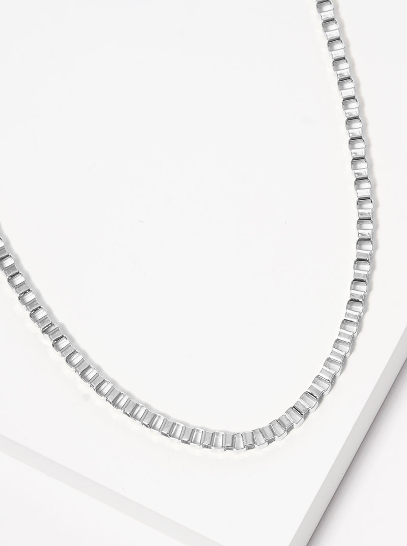 White Gold Dipped 5mm Box Chain Necklace