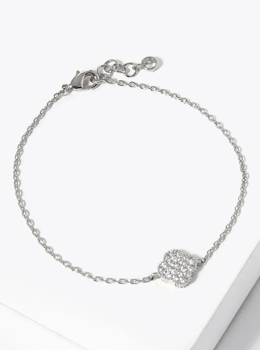 White Gold Dipped CZ Pave 10mm Quatrefoil Bracelet