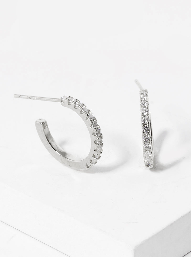 18k Gold Dipped CZ Pave 12mm Open Hoop Earrings