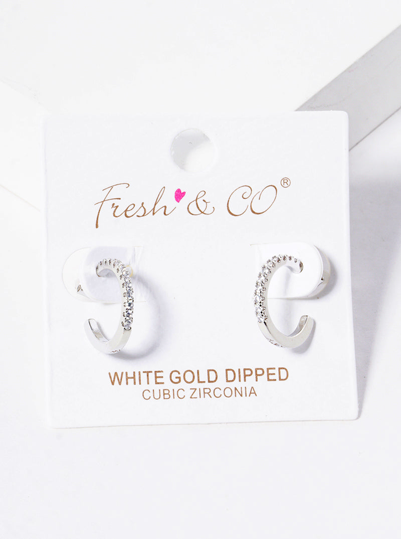 18k Gold Dipped CZ Pave 10mm Huggie Hoop Earrings