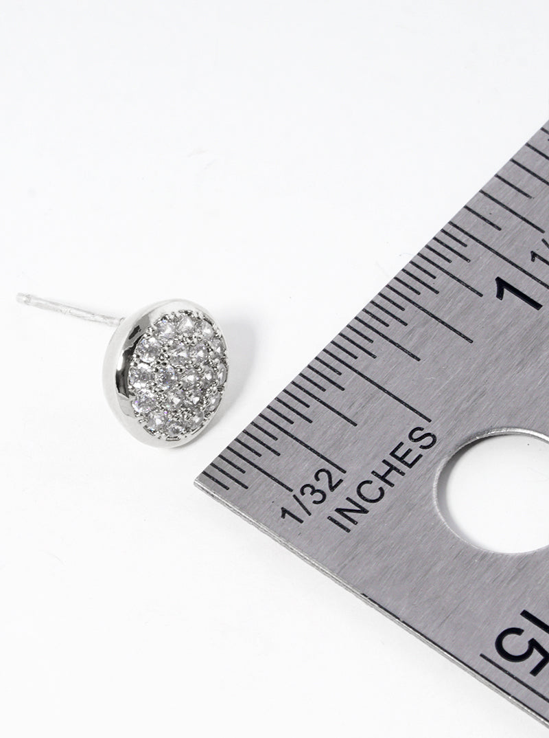 18k Gold Dipped CZ Pave 7mm Circle Post Stud Earrings