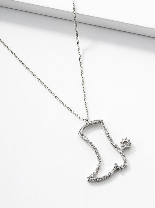 18k Gold Dipped CZ Pave Cactus Pendant Necklace