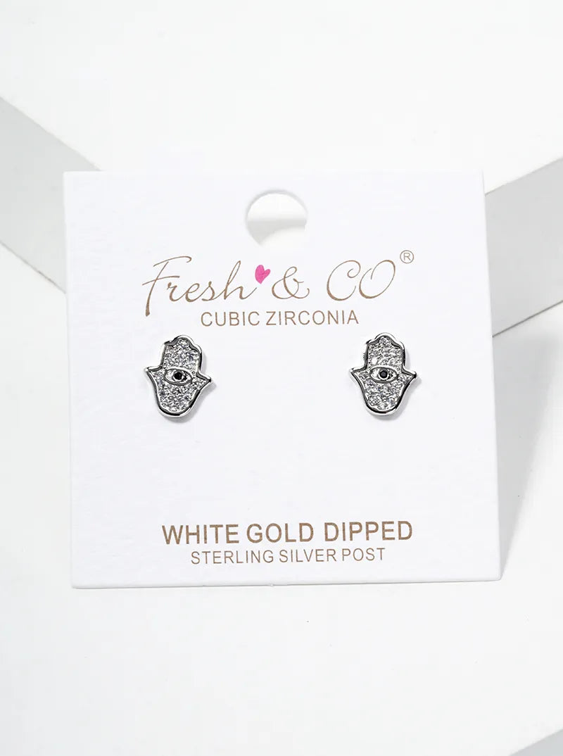 18K Gold Dipped CZ Pave Butterfly Dainty Stud Earrings
