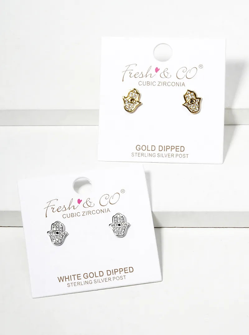 18K Gold Dipped CZ Pave Butterfly Dainty Stud Earrings