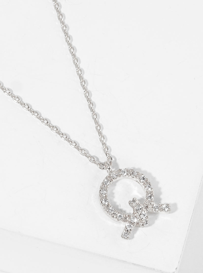 White Gold Dipped CZ Pave Knot Pendant Delicate Necklace