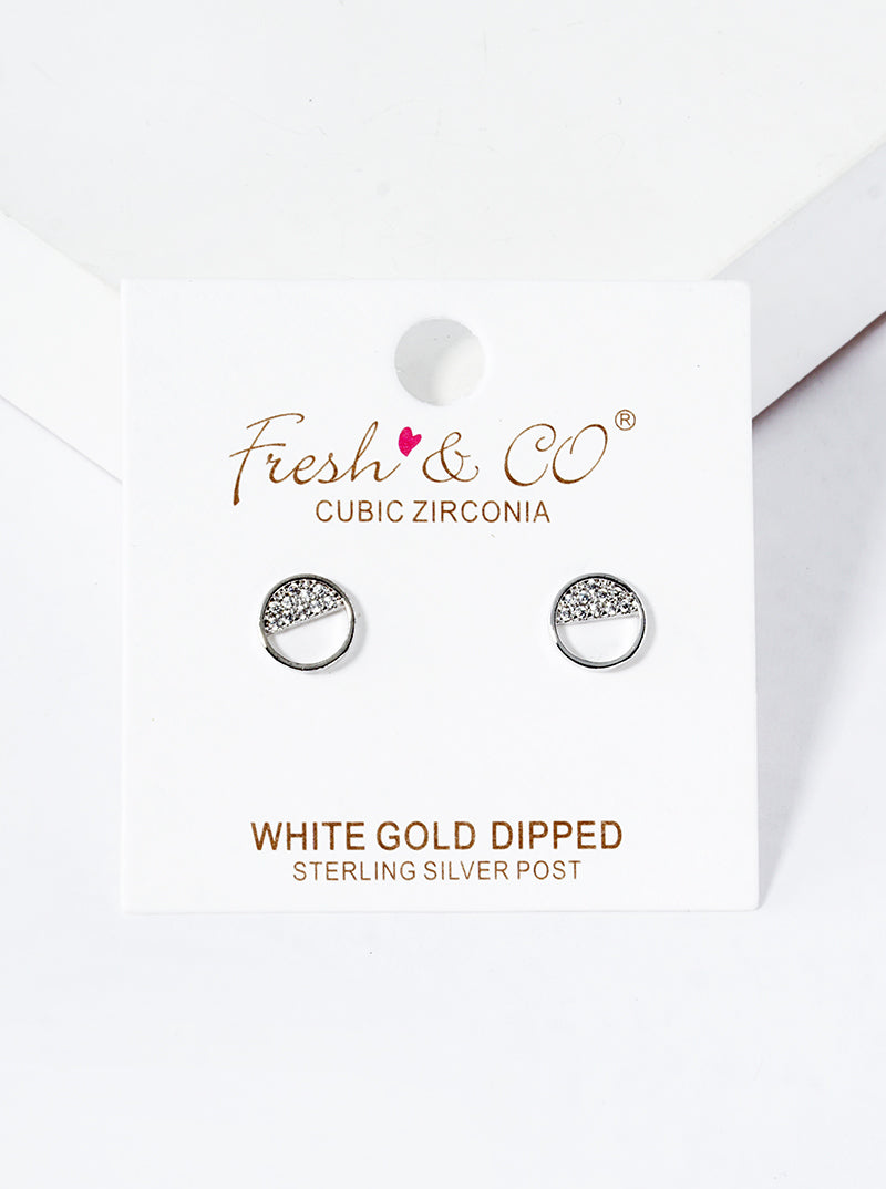 18K Gold Dipped CZ Pave 4mm Square Post Stud Earrings