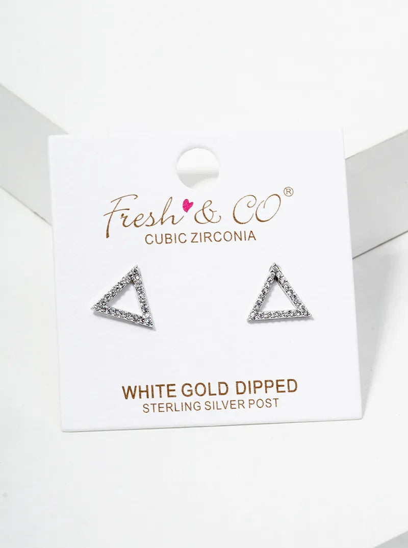 18k Gold Dipped Dainty Flower CZ Glass Pearl Post Stud Earrings