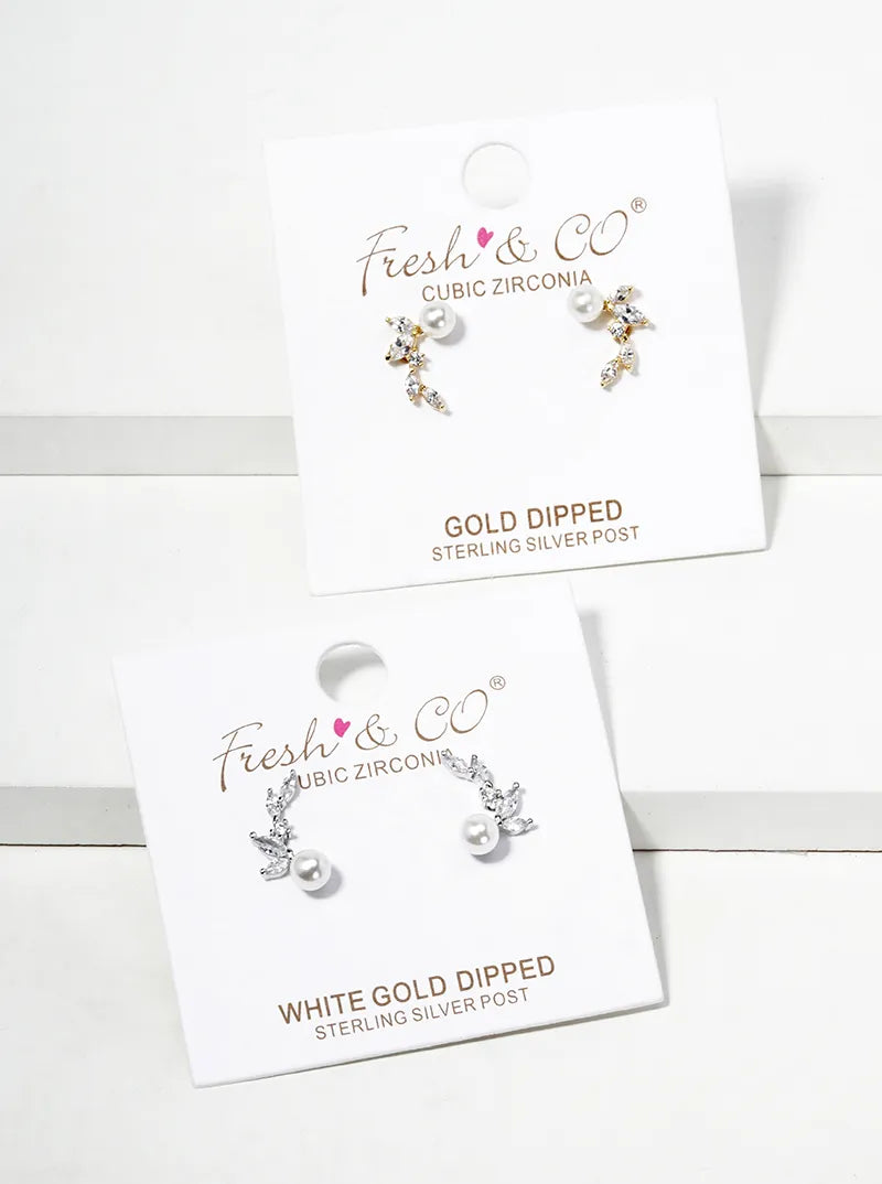 18k Gold Dipped CZ Pave Hamsa Dainty Post Stud Earrings