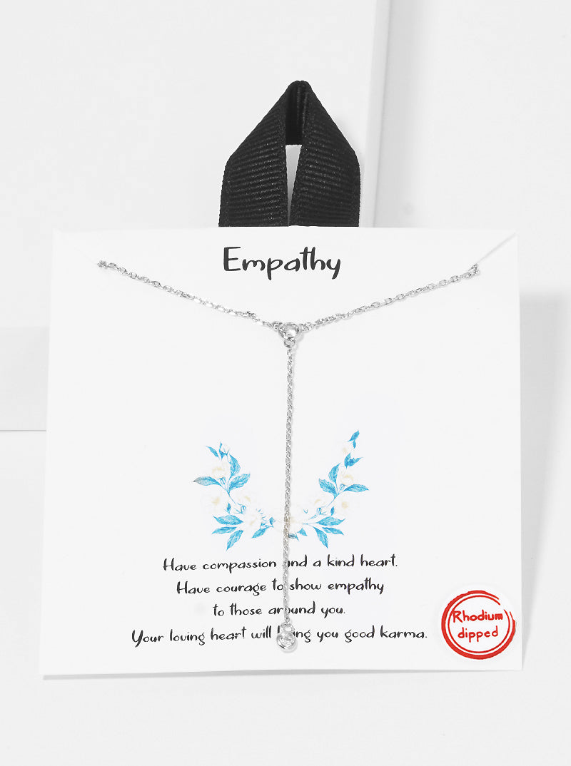 White Gold Dipped CZ Stone Drop Lariat Necklace