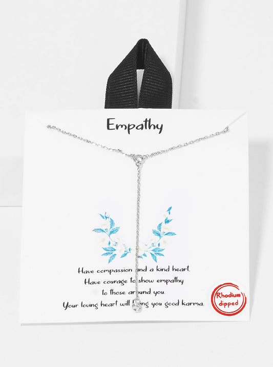 White Gold Dipped CZ Stone Drop Lariat Necklace