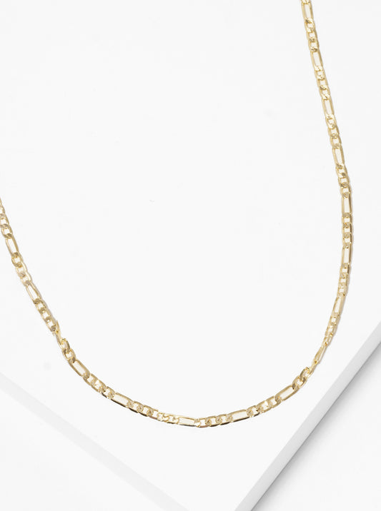 White Gold Dipped Figaro Chain Necklace
