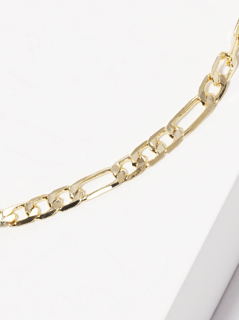 White Gold Dipped Figaro Chain Necklace
