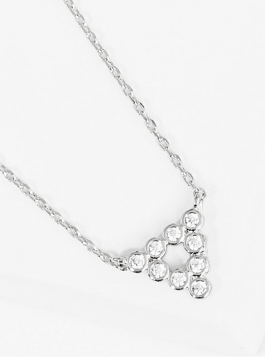 White Gold Dipped Bezel CZ Circle Pendant Delicate Necklace