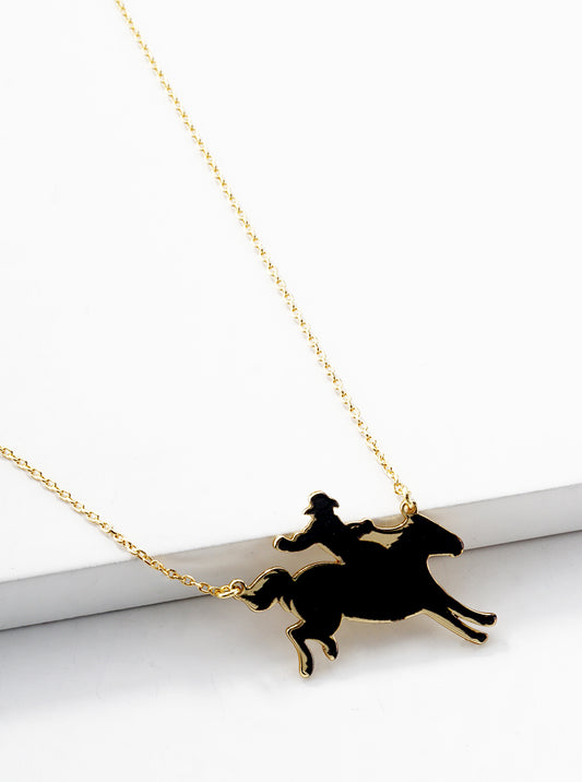 White Gold Dipped Howdy Bull Head Pendant Necklace