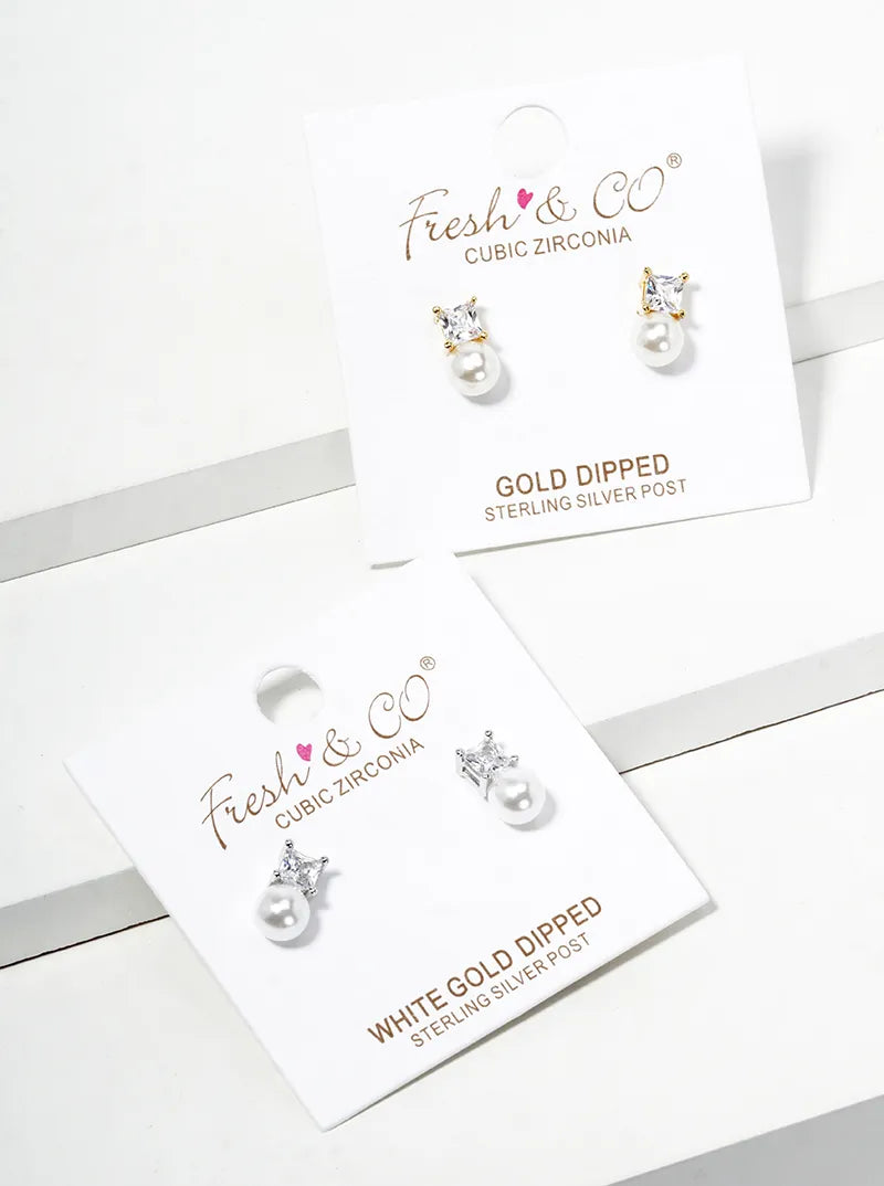 18k Gold Dipped Symmetrical CZ Pave Crescent Moon And Star Post Stud Earrings