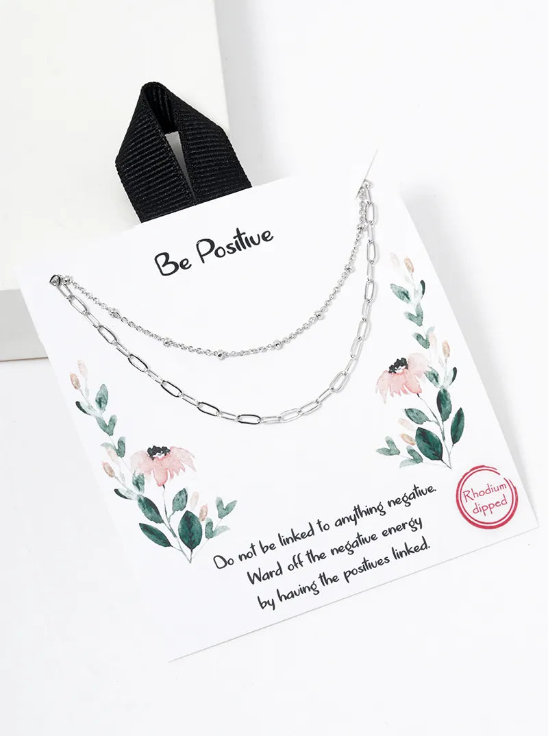 White Gold Dipped Delicate Double Chain Layered Necklace