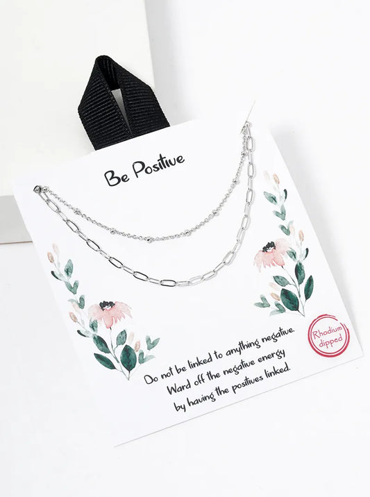 White Gold Dipped Delicate Double Chain Layered Necklace