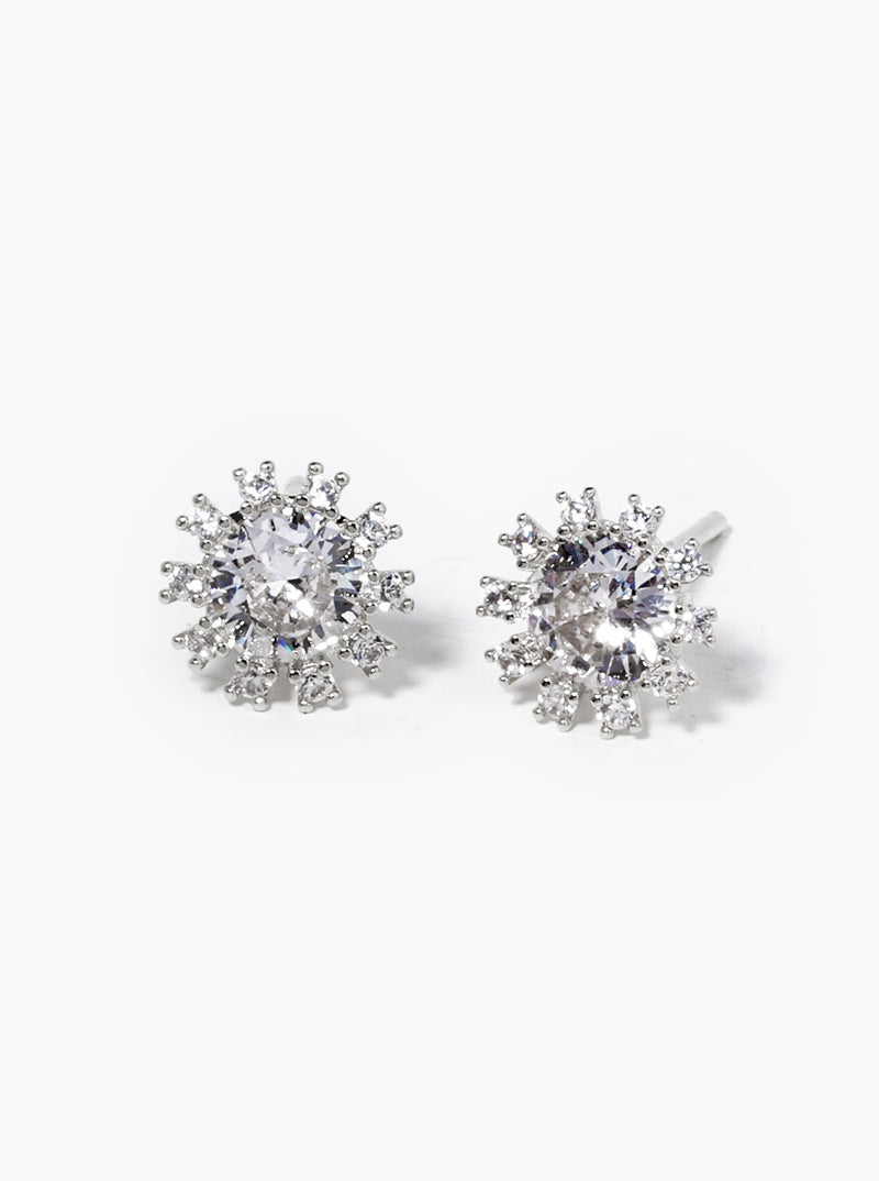 18K Gold Dipped CZ Pave Rhombus Stud Earrings