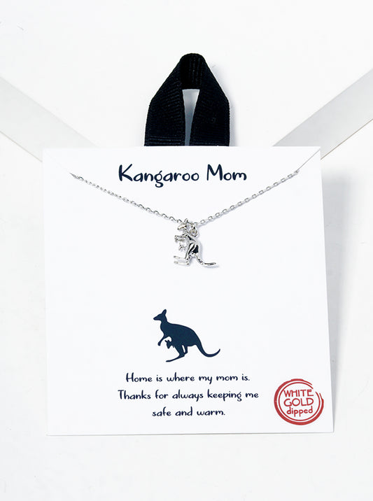 White Gold Dipped Kangaroo Pendant Necklace