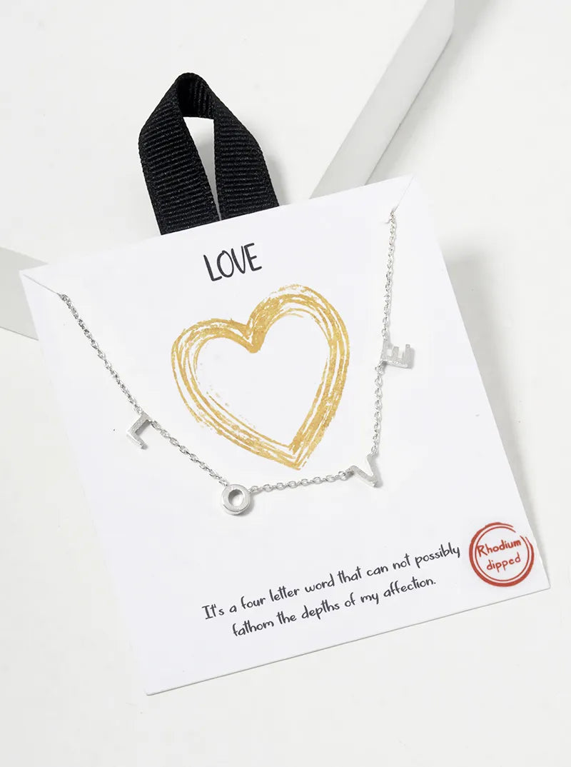 18k Gold Dipped Love Station Necklace Rhodium