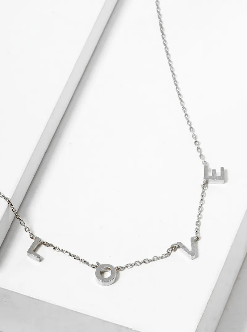 18k Gold Dipped Love Station Necklace Rhodium