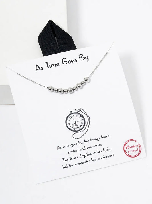 White Gold Dipped Metal Bead Pendant Necklace