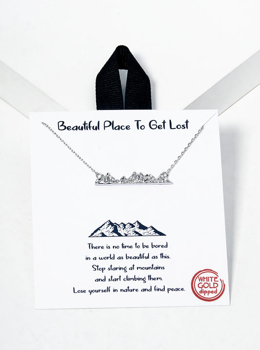 White Gold Dipped Mountain Pendant Necklace