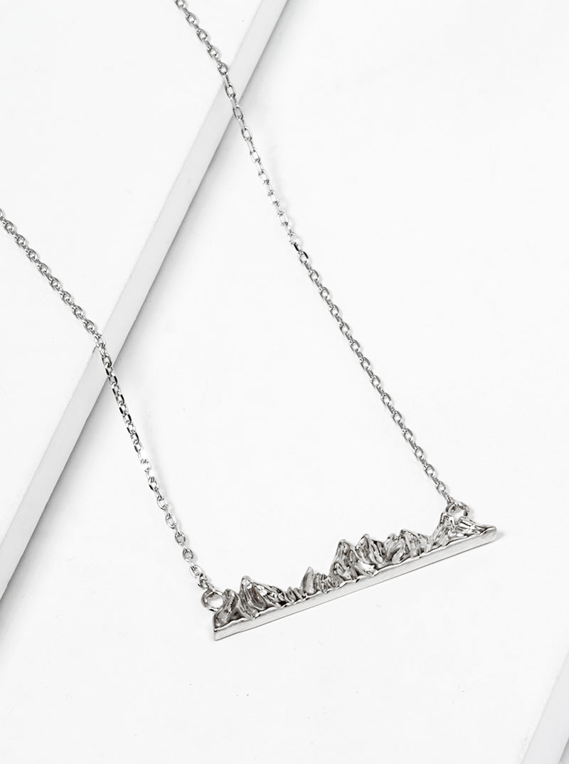 White Gold Dipped Mountain Pendant Necklace