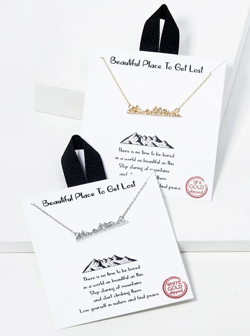 White Gold Dipped Mountain Pendant Necklace