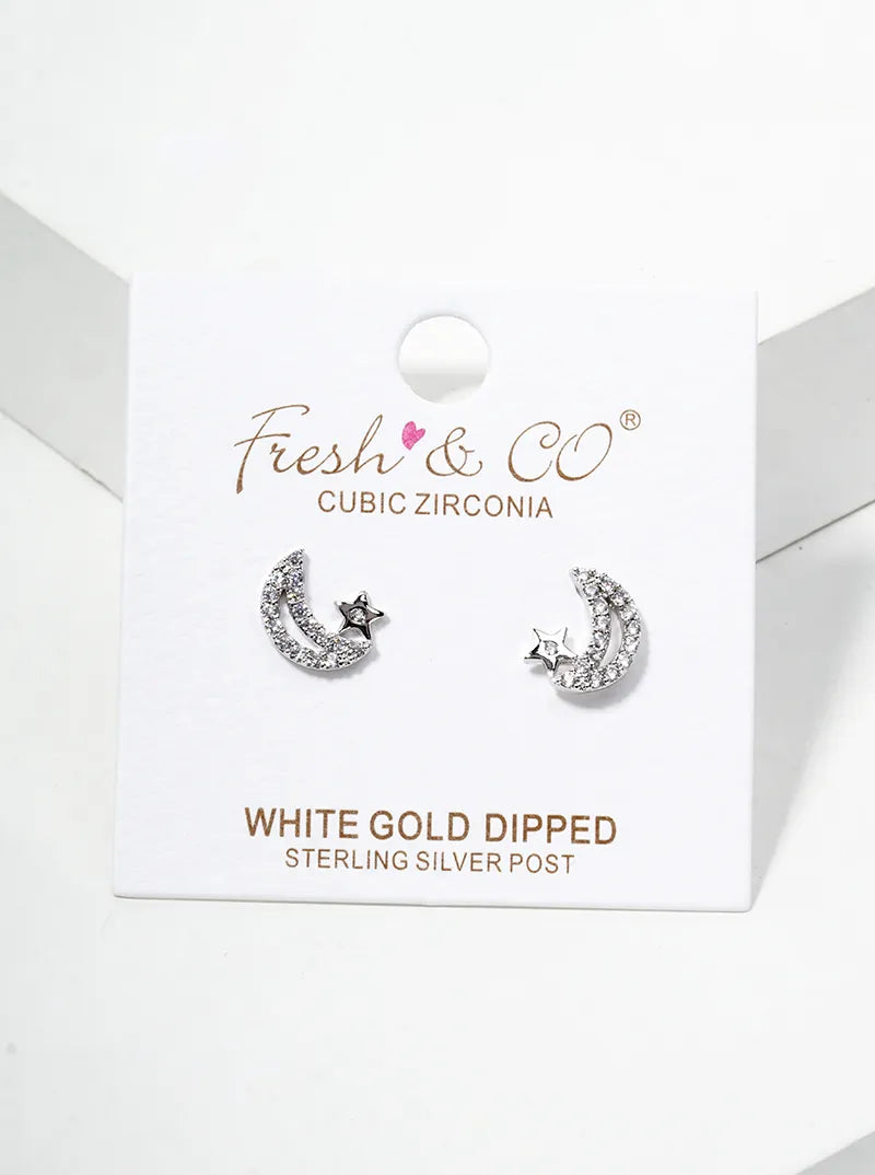 18k Gold Dipped CZ Pave Circle Post Stud Earrings