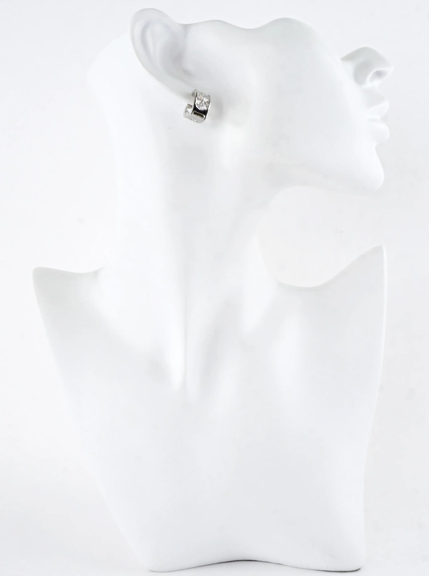 Wide Inset CZ Brass Huggie Hoop Earrings