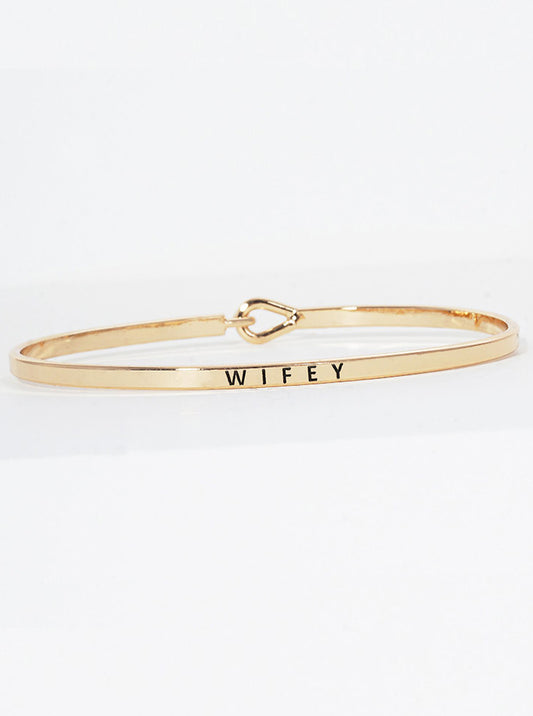 Wifey Engraved Inspirational Bangle Bracelet