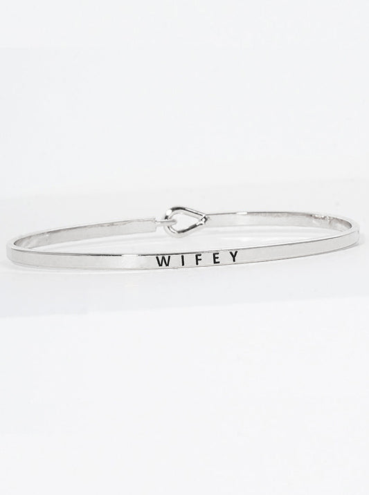 Wifey Engraved Inspirational Bangle Bracelet