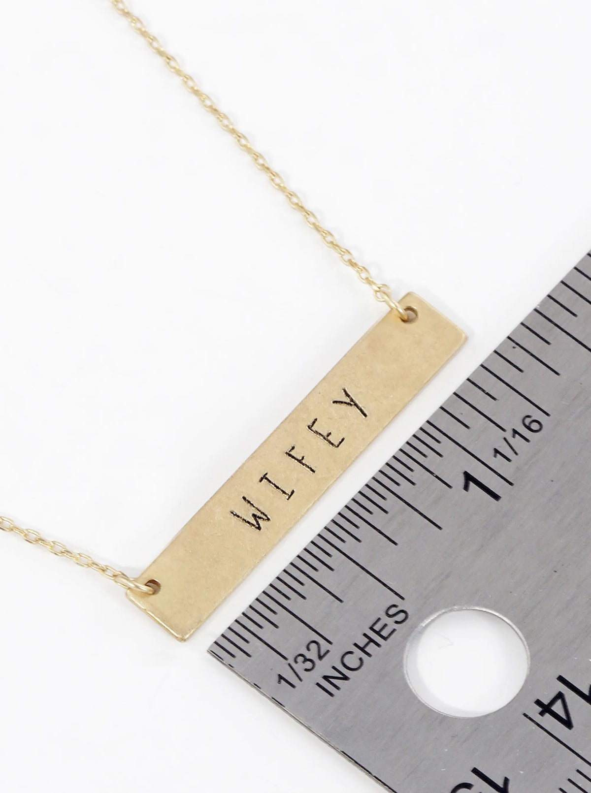 Wify Engraved Horizontal Bar Pendant Necklace