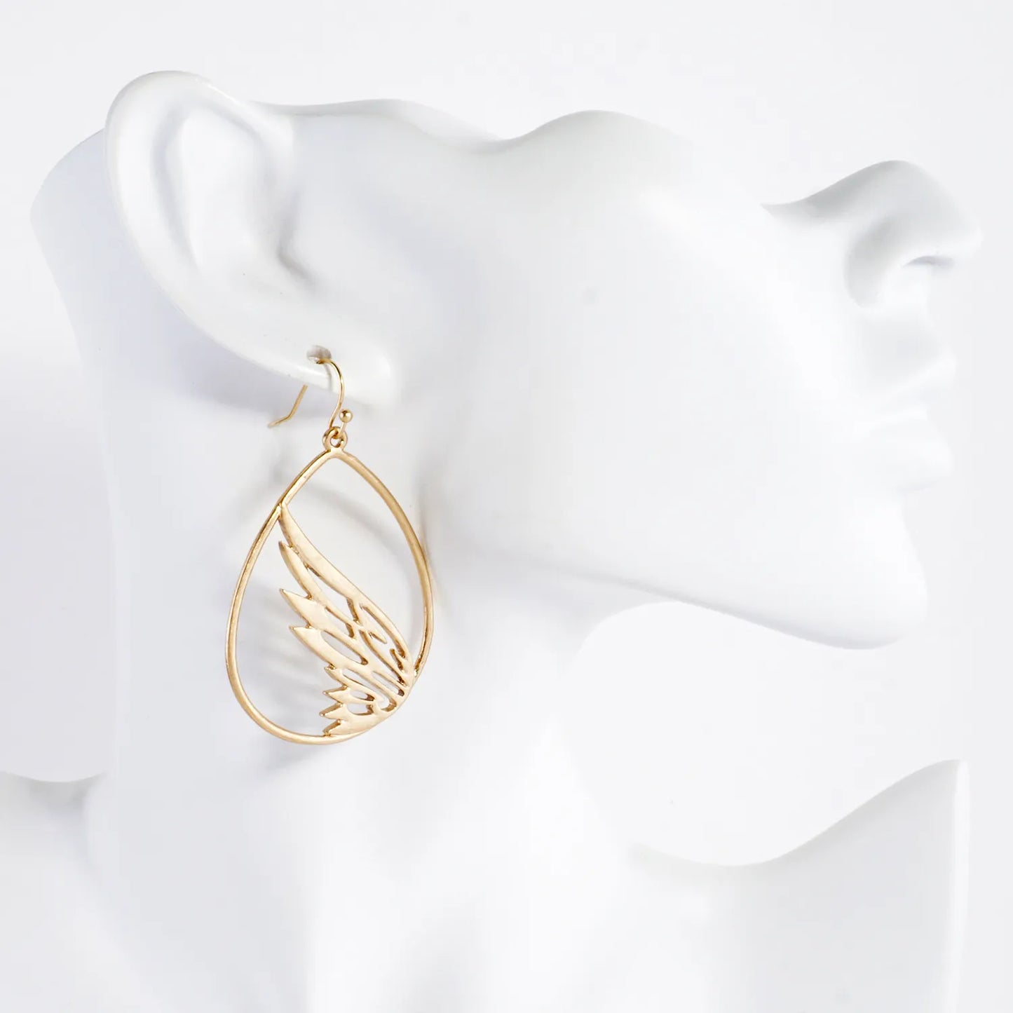 Wing-in-Teardrop Dangle Earrings